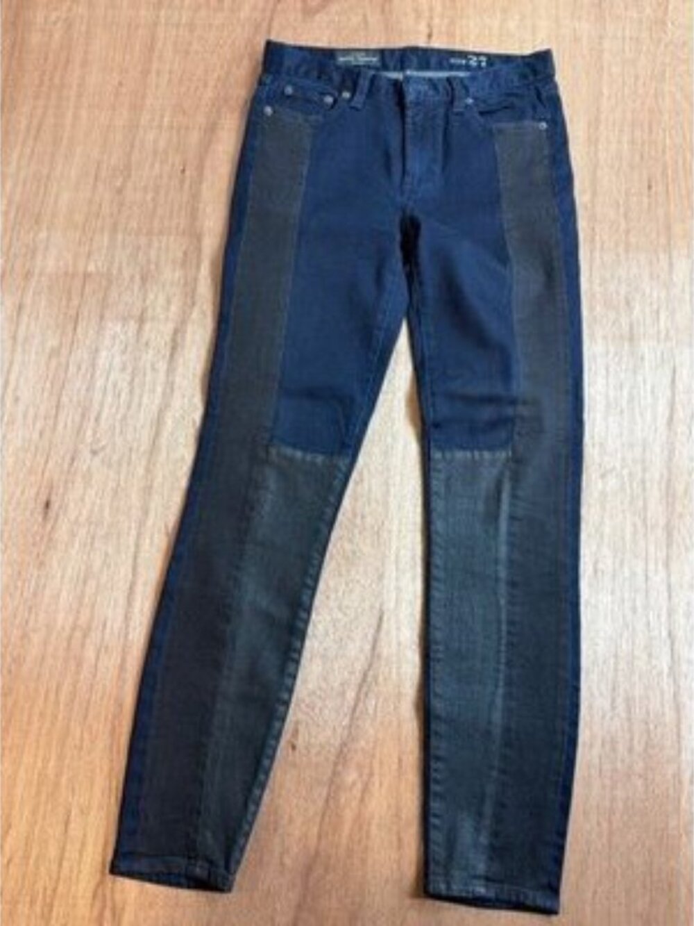J.Crew Toothpick Two Tone Color Block Skinny Ankle Jeans Dark Wash Size 27
